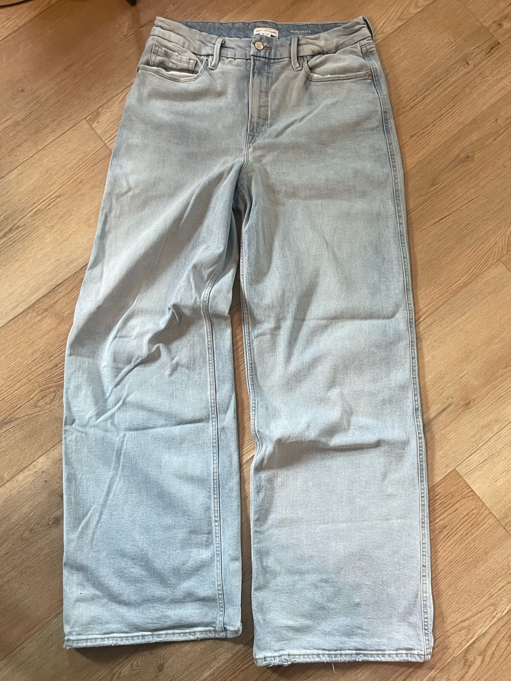 GOOD AMERICAN good skate wide leg baggy light wash jeans 12/31